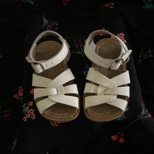 White salt water sandals